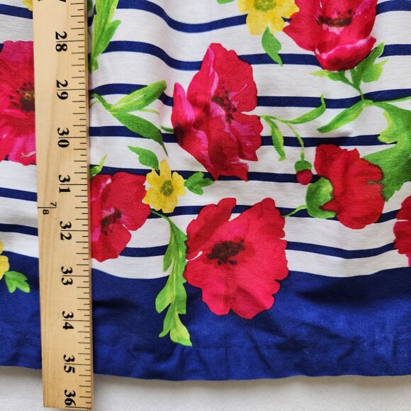 Chaps Blue & White Striped Floral Dress Poppy Sleeveless Nautical Boho Cute 12 - Picture 10 of 10